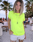 T-shirt jaune fluo avec élasthanne