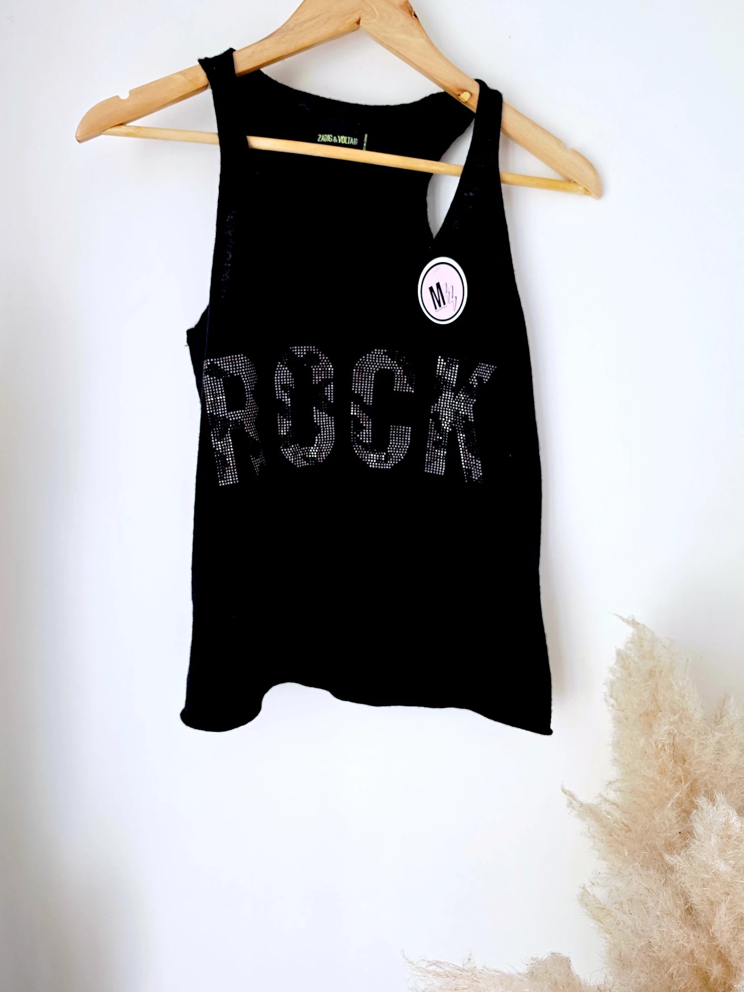 Débardeur noir en maille "rock"