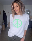 Pull blanc peace & love vert fluo - 𝐌𝐚𝐫𝐢𝐧𝐚𝟒𝟒𝐟𝐚𝐦𝐢𝐥𝐲