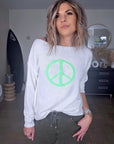 Pull blanc peace & love vert fluo - 𝐌𝐚𝐫𝐢𝐧𝐚𝟒𝟒𝐟𝐚𝐦𝐢𝐥𝐲