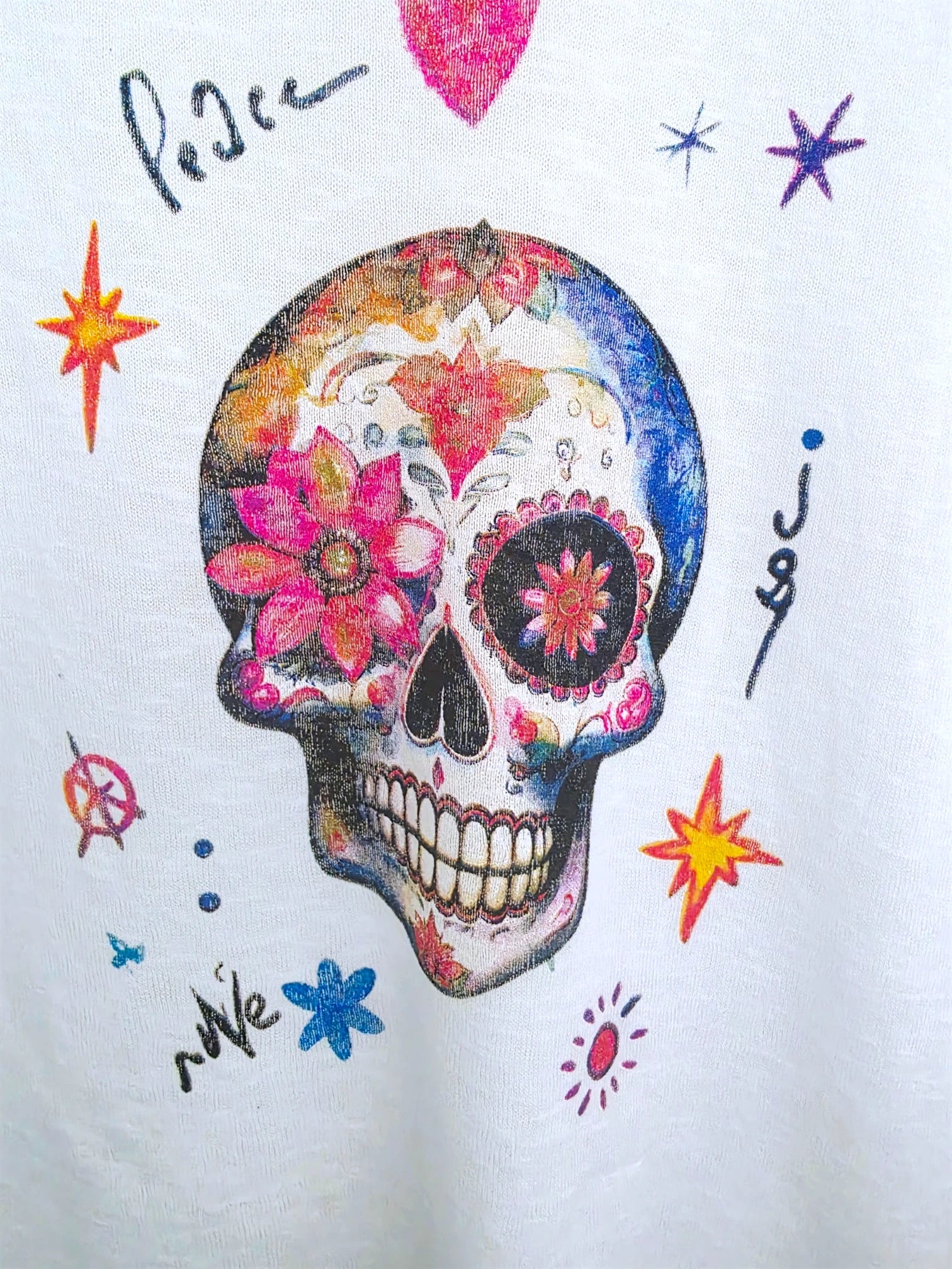 T-shirt blanc skull mexicain