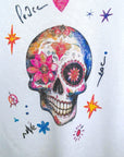 T-shirt blanc skull mexicain