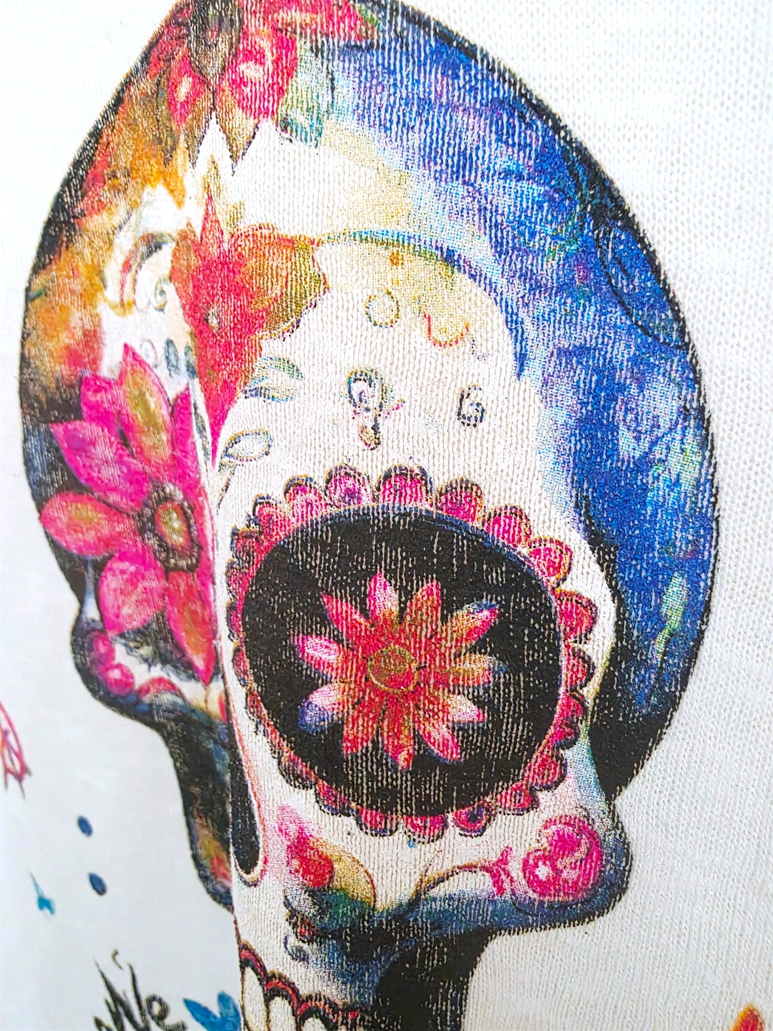 T-shirt blanc skull mexicain