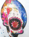 T-shirt blanc skull mexicain