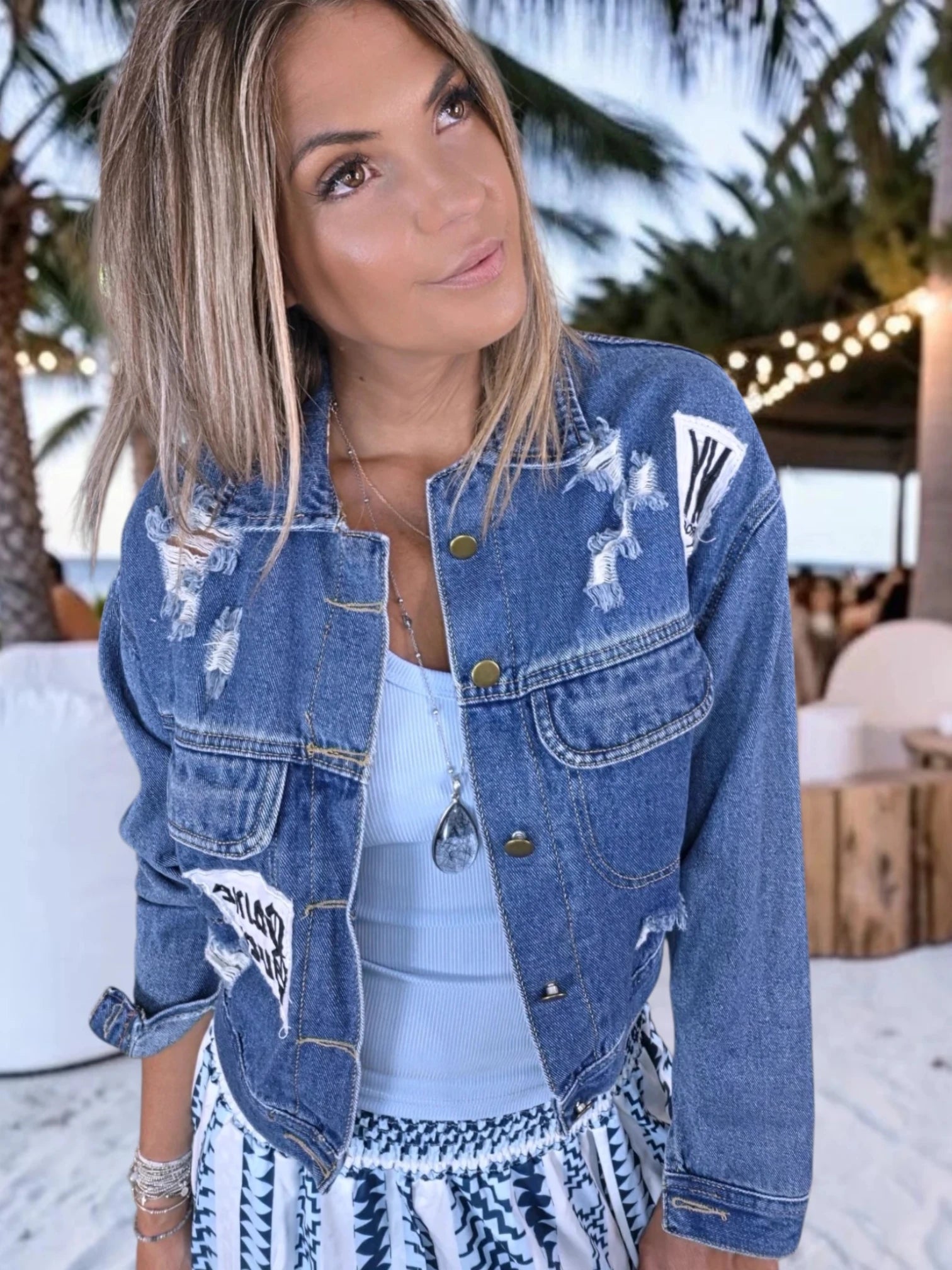 Veste en jean customisée
