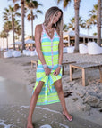 Robe longue tricolore fluo