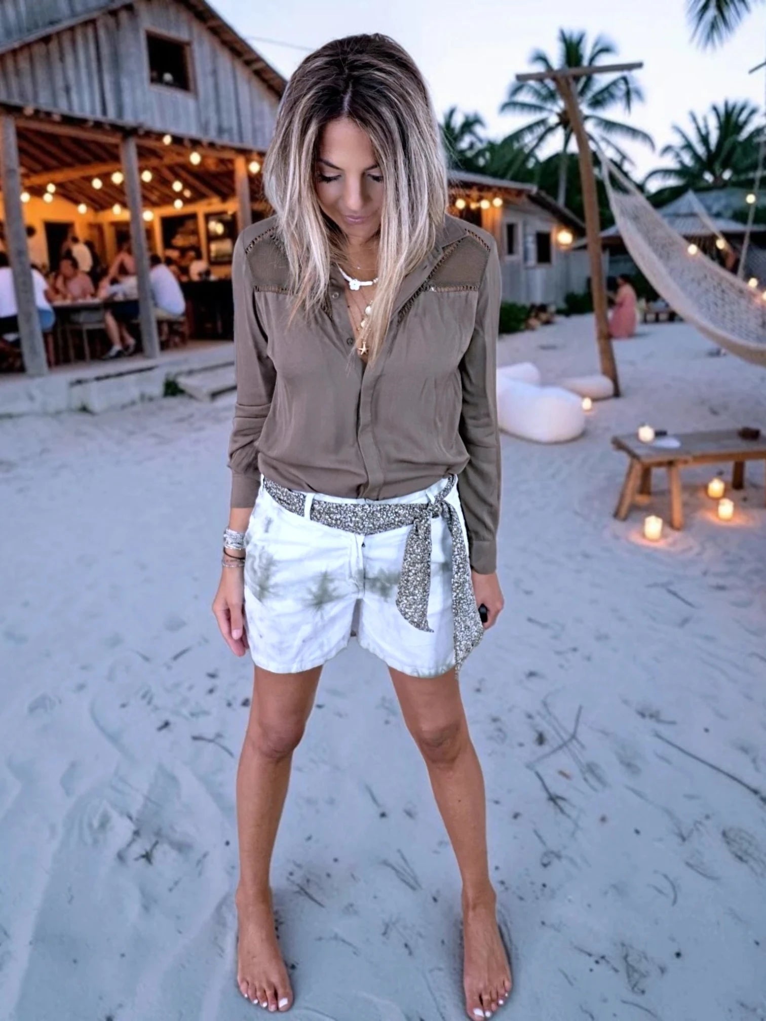 Short en lin tie and dye