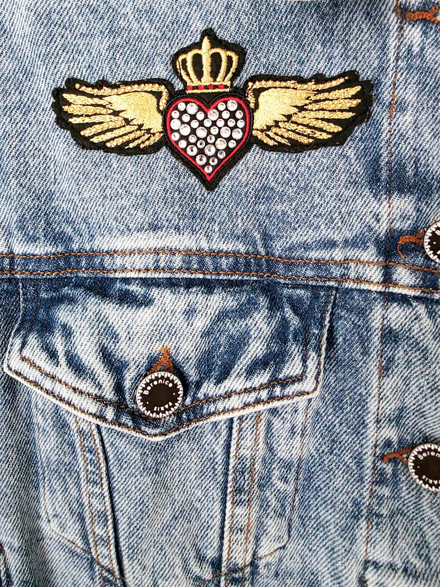 Veste en jean endlessy avec écussons