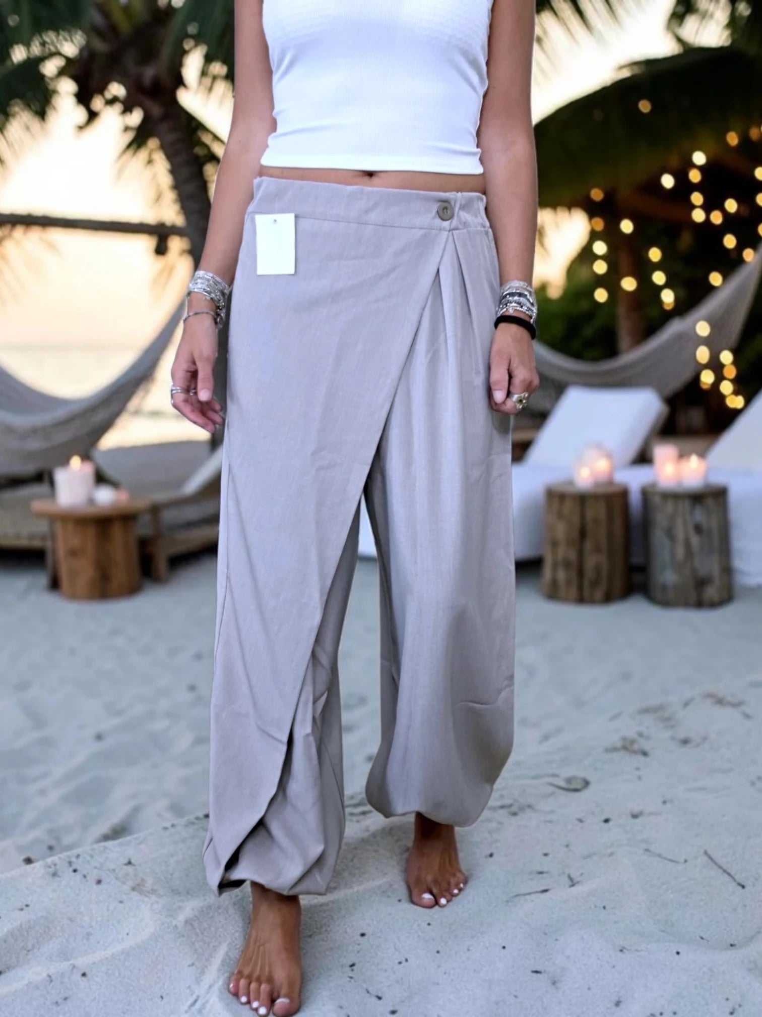 Pantalon 2&amp;1 Bermuda beige-gris