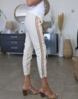 Ensemble veston + pantalon écru  à bandes latérales