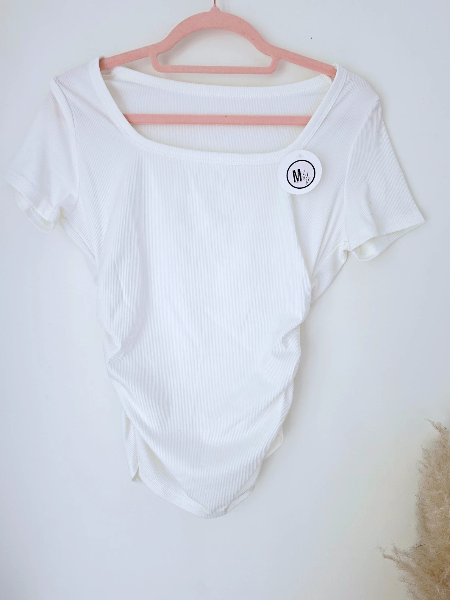 T-shirt blanc côtelé