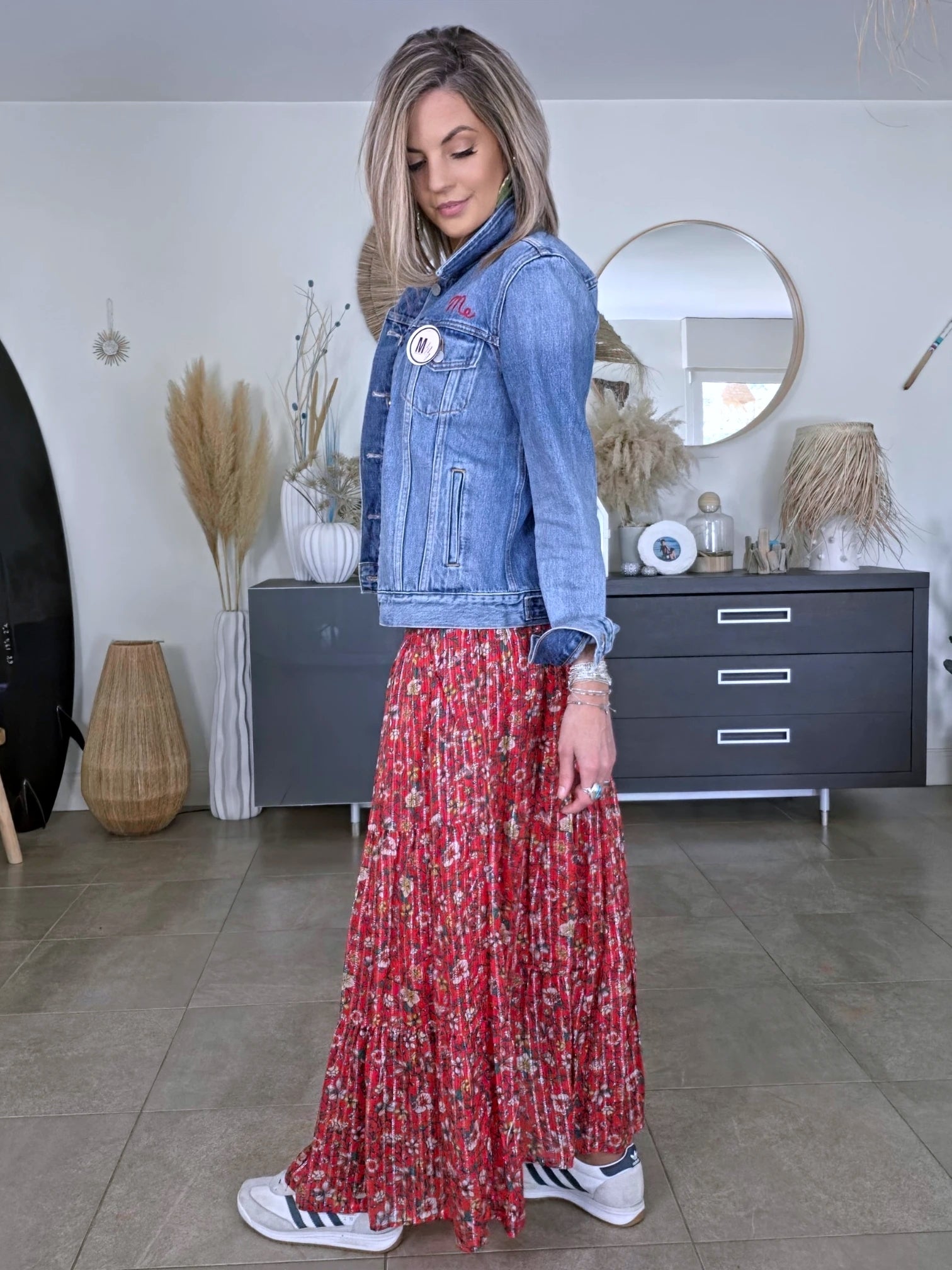 Veste en jean à inscriptions - 𝐌𝐚𝐫𝐢𝐧𝐚𝟒𝟒𝐟𝐚𝐦𝐢𝐥𝐲