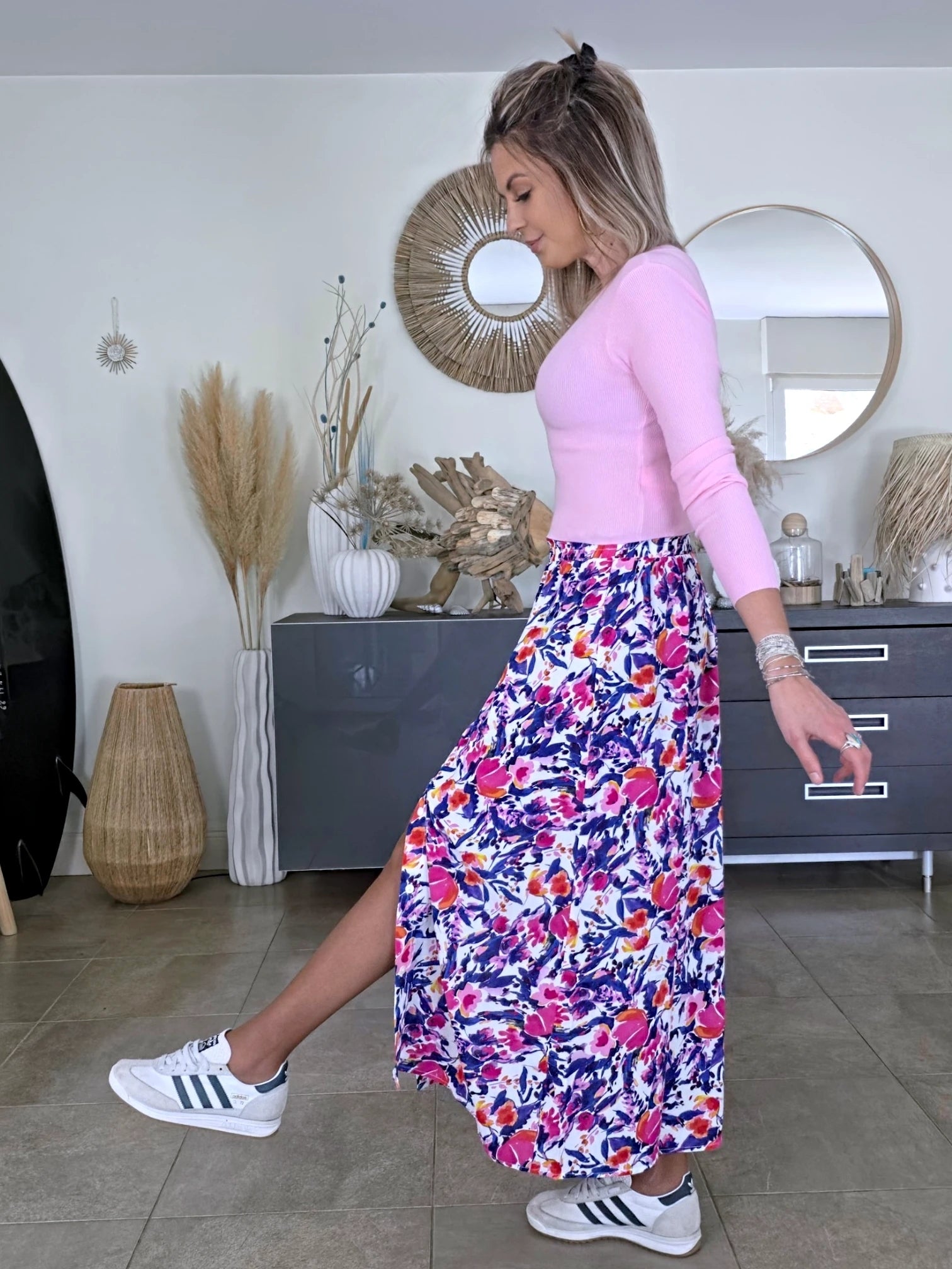 Pull rose à maille fine côtelée - 𝐌𝐚𝐫𝐢𝐧𝐚𝟒𝟒𝐟𝐚𝐦𝐢𝐥𝐲