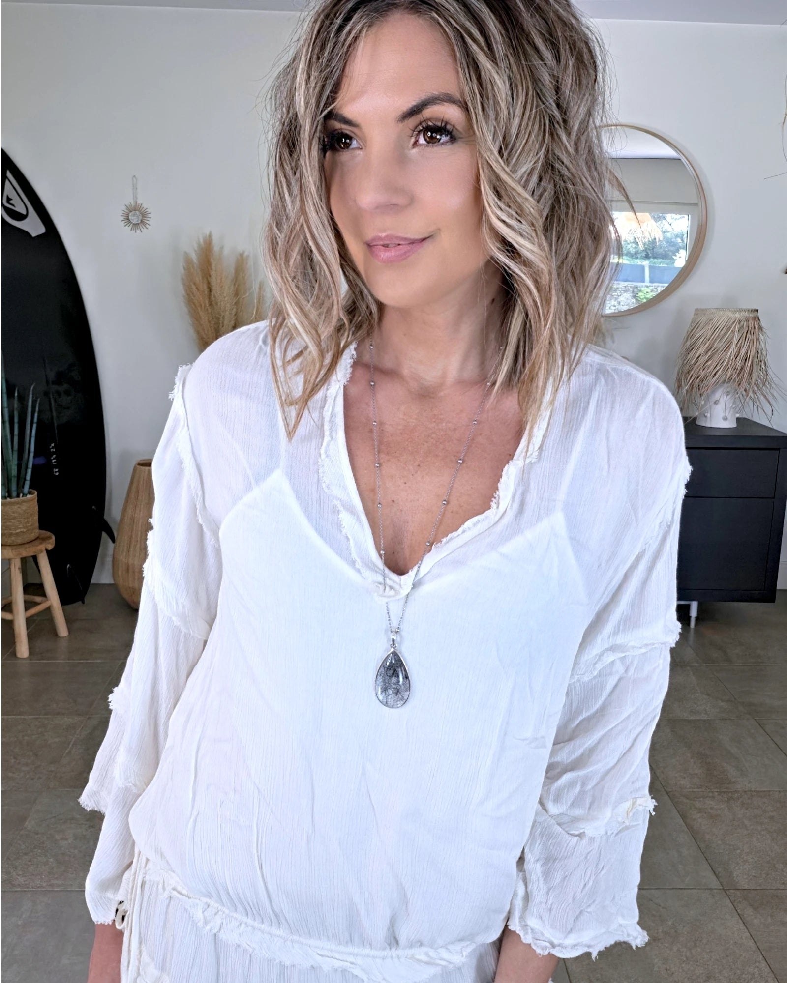Robe volantée écrue