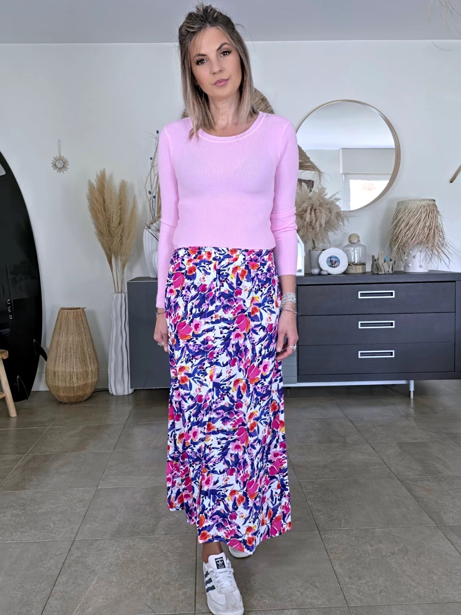 Pull rose à maille fine côtelée - 𝐌𝐚𝐫𝐢𝐧𝐚𝟒𝟒𝐟𝐚𝐦𝐢𝐥𝐲