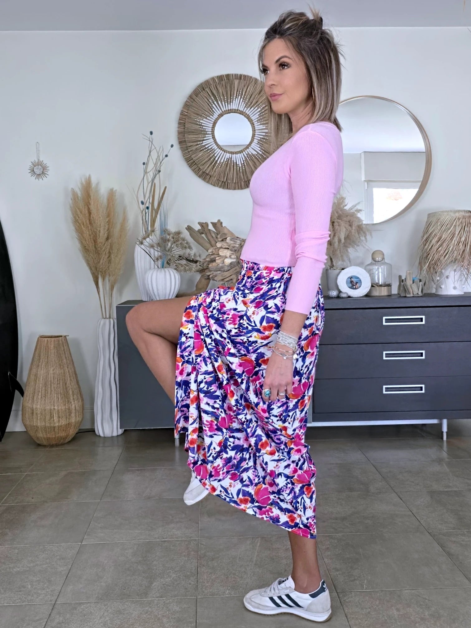 Pull rose à maille fine côtelée - 𝐌𝐚𝐫𝐢𝐧𝐚𝟒𝟒𝐟𝐚𝐦𝐢𝐥𝐲