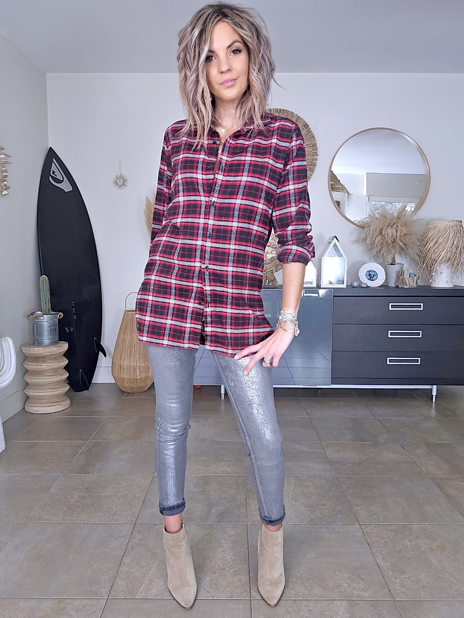 Chemise tunique à inscriptions au dos - 𝐌𝐚𝐫𝐢𝐧𝐚𝟒𝟒𝐟𝐚𝐦𝐢𝐥𝐲