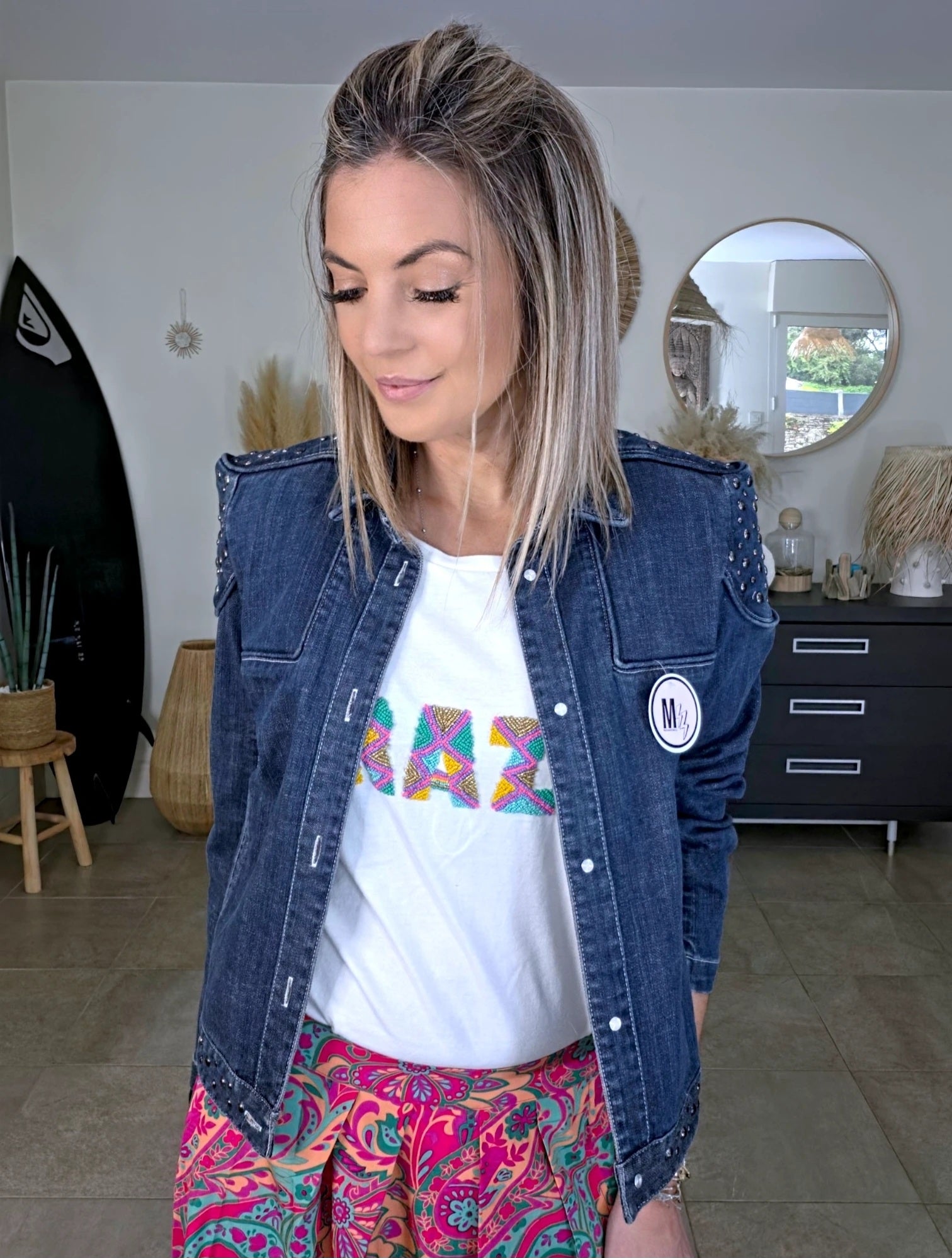 Veste originale en jean bleu brut