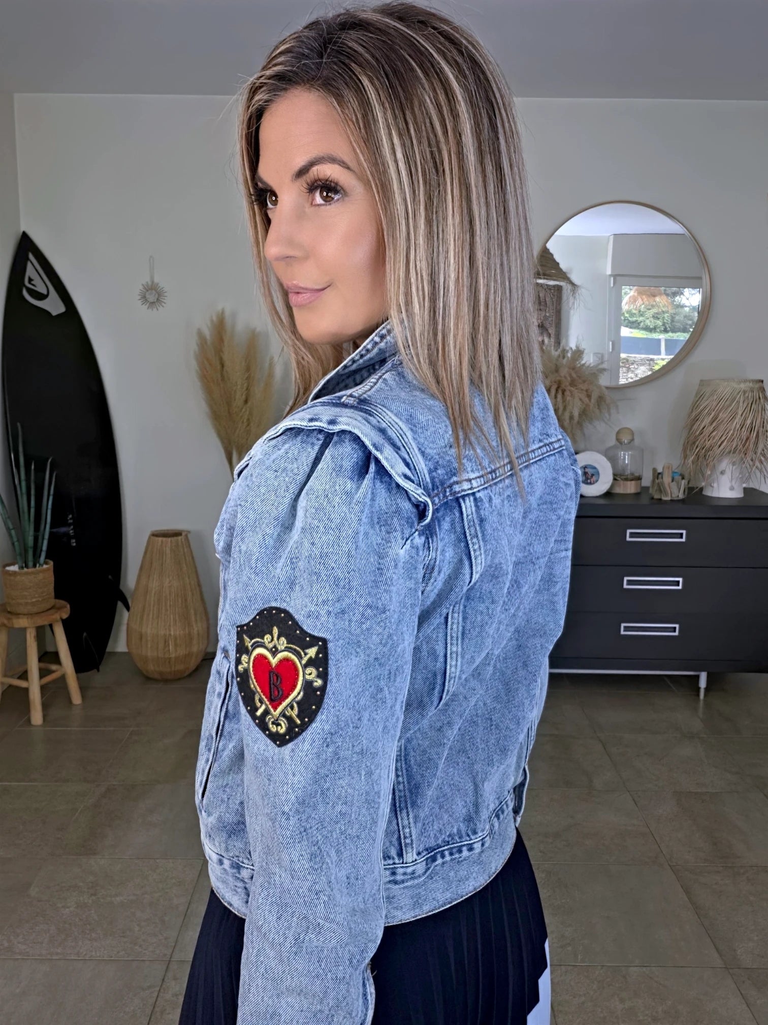 Veste en jean endlessy avec écussons