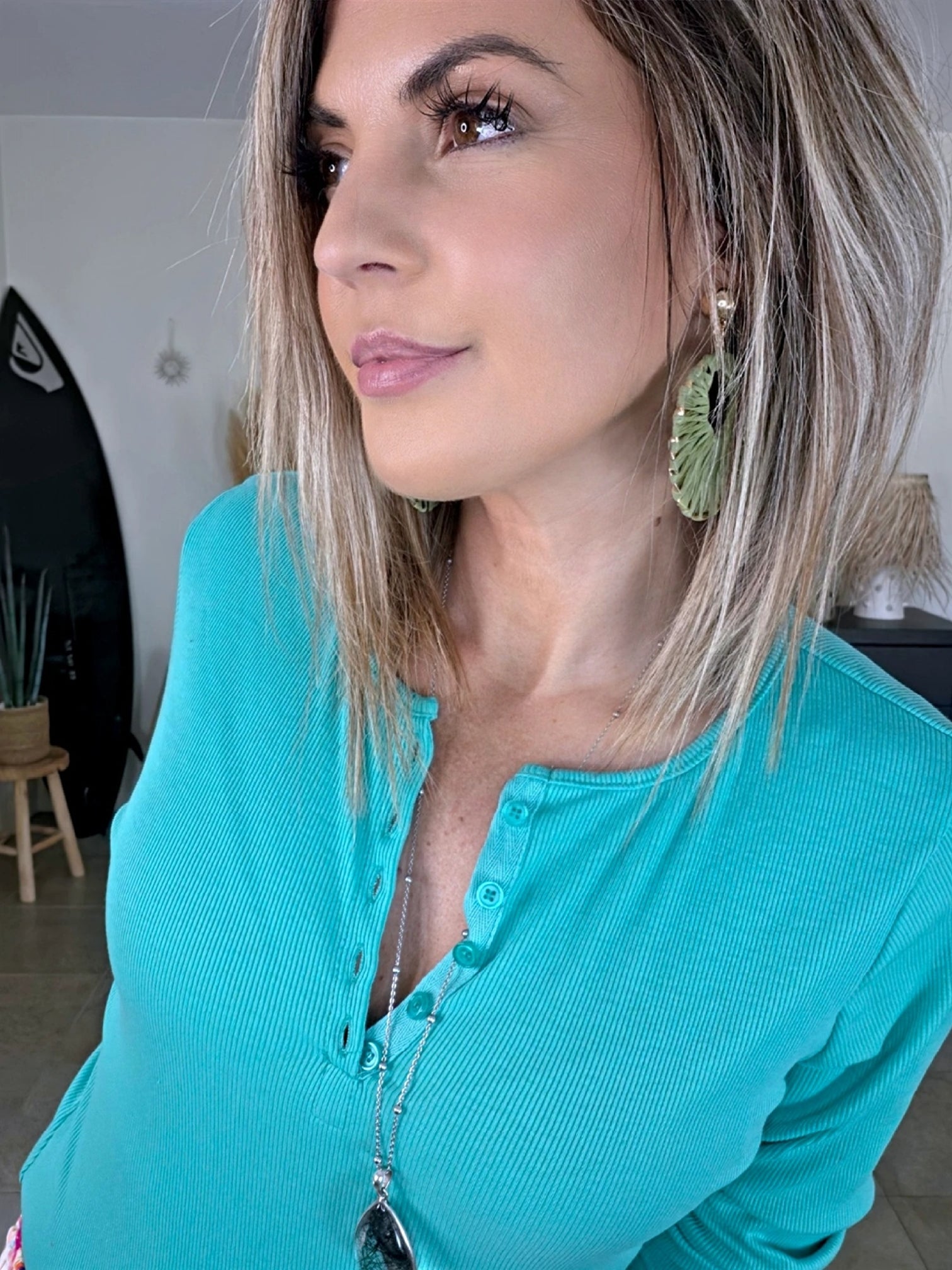 T-shirt bleu/vert à maille côtelée - 𝐌𝐚𝐫𝐢𝐧𝐚𝟒𝟒𝐟𝐚𝐦𝐢𝐥𝐲