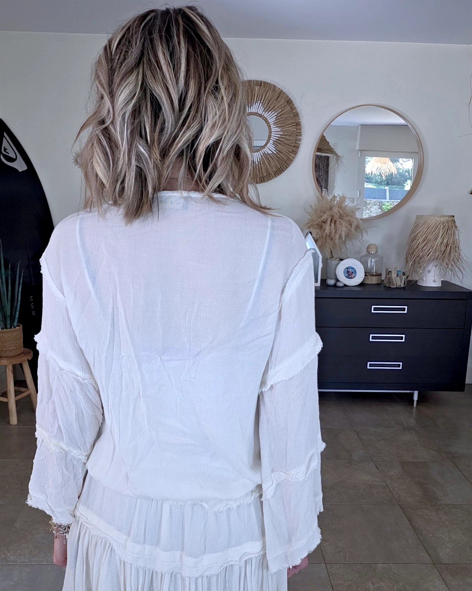 Robe volantée écrue