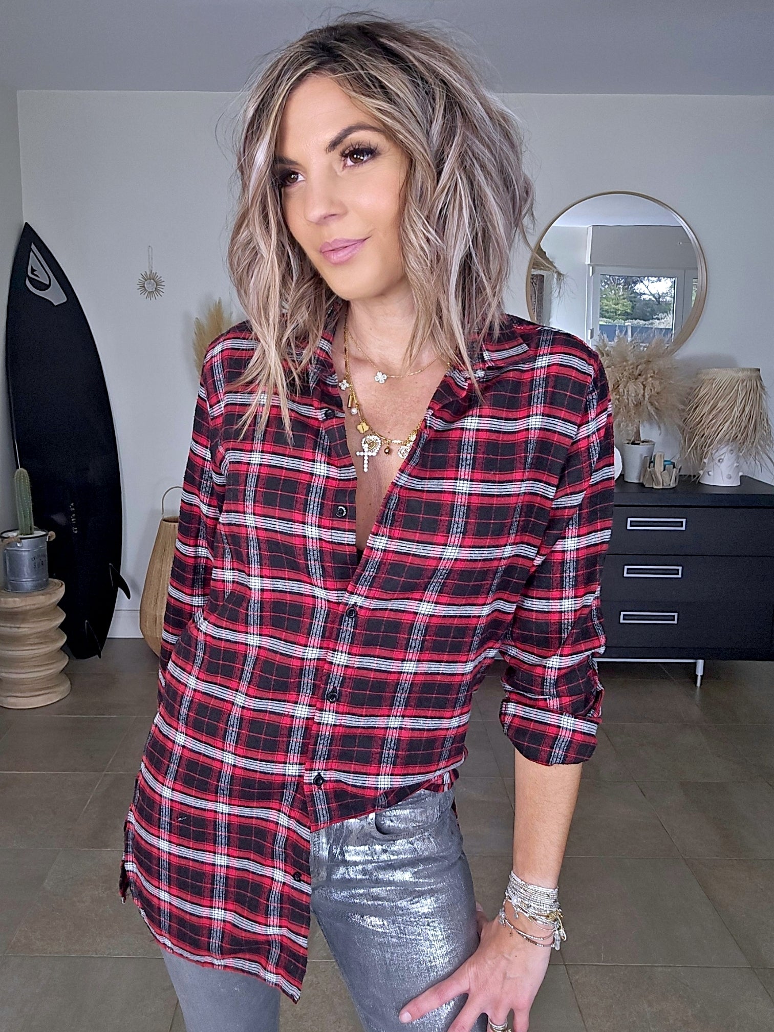 Chemise tunique à inscriptions au dos - 𝐌𝐚𝐫𝐢𝐧𝐚𝟒𝟒𝐟𝐚𝐦𝐢𝐥𝐲