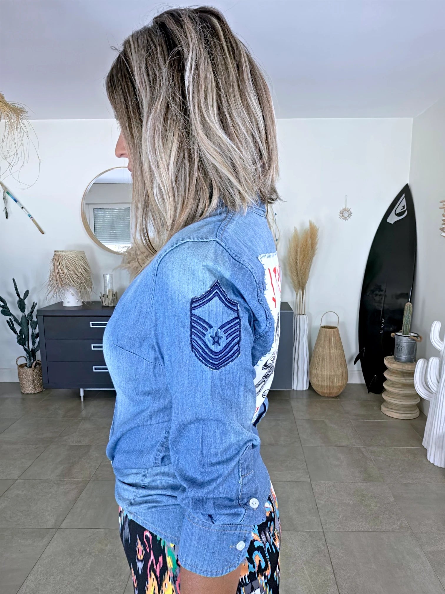 Chemise bleue en jean fine en coton