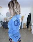 Chemise bleue en jean fine en coton