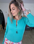 T-shirt bleu/vert à maille côtelée - 𝐌𝐚𝐫𝐢𝐧𝐚𝟒𝟒𝐟𝐚𝐦𝐢𝐥𝐲