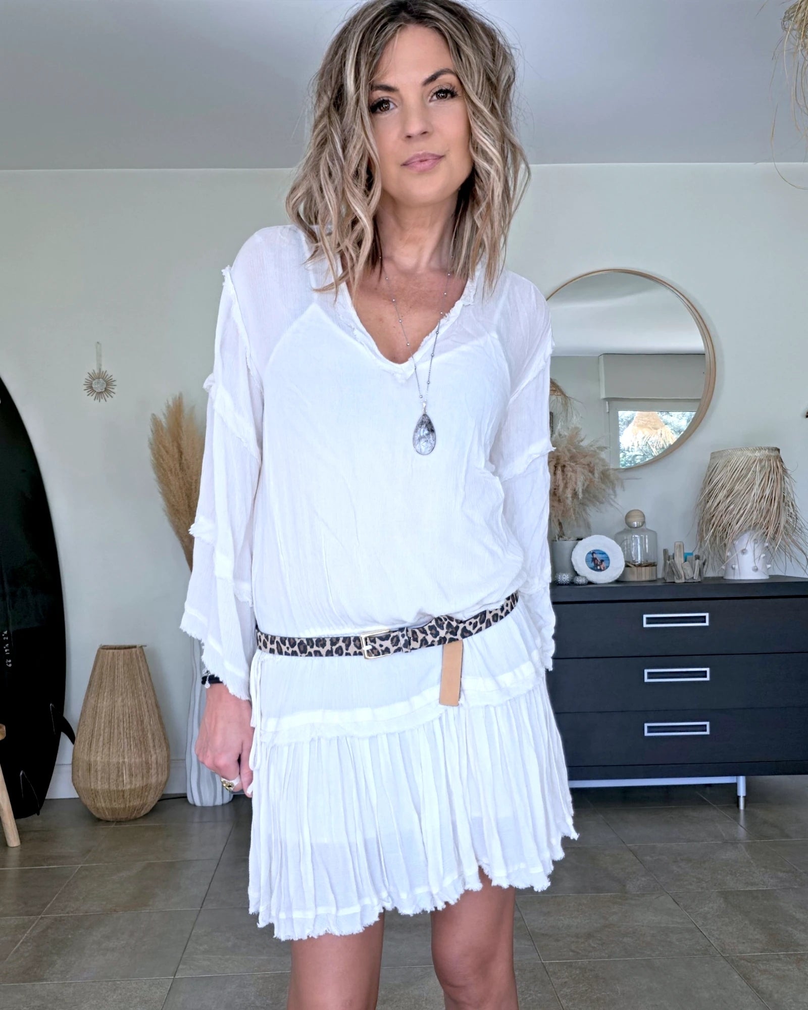Robe volantée écrue
