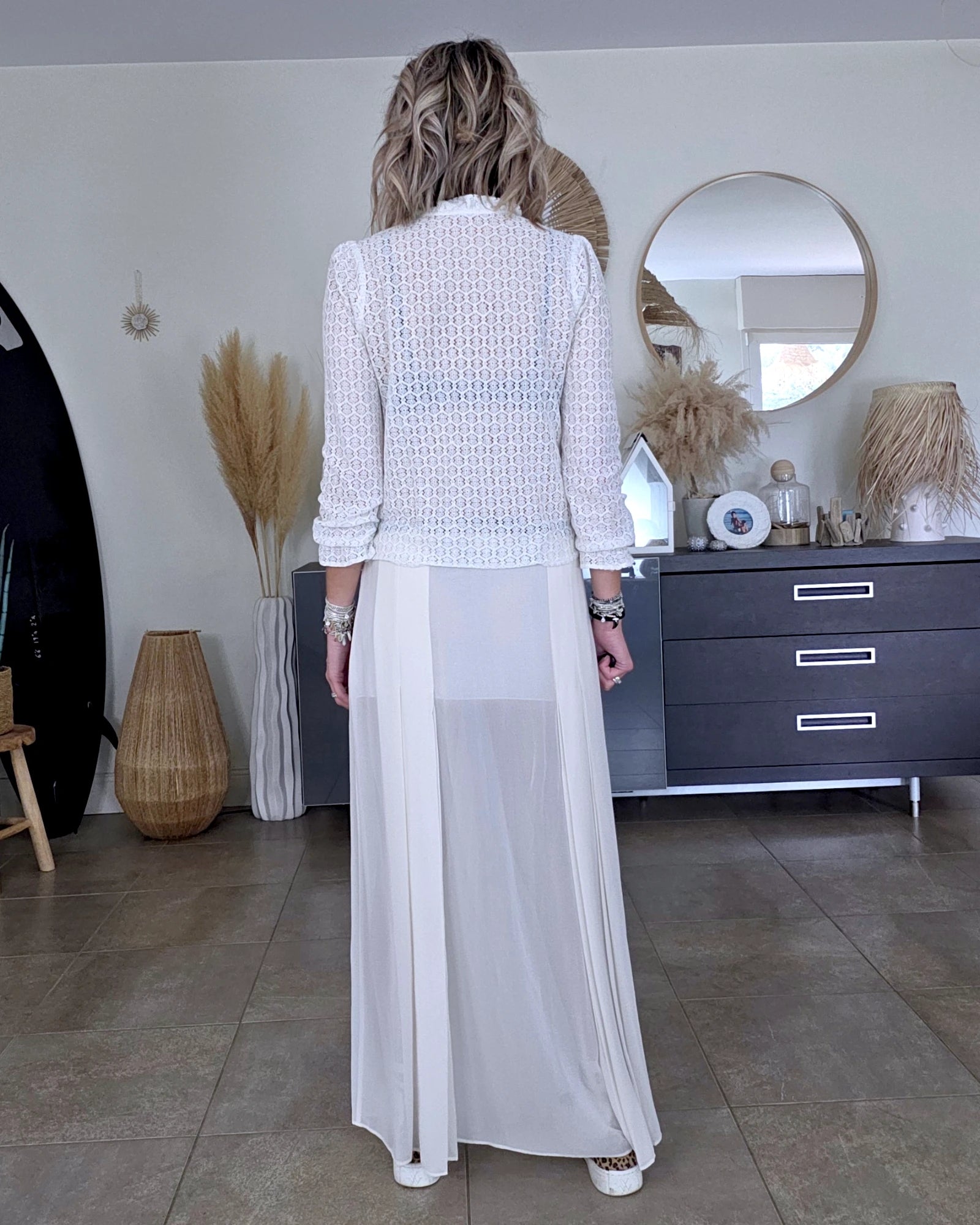 Chemise en dentelle blanc cassé