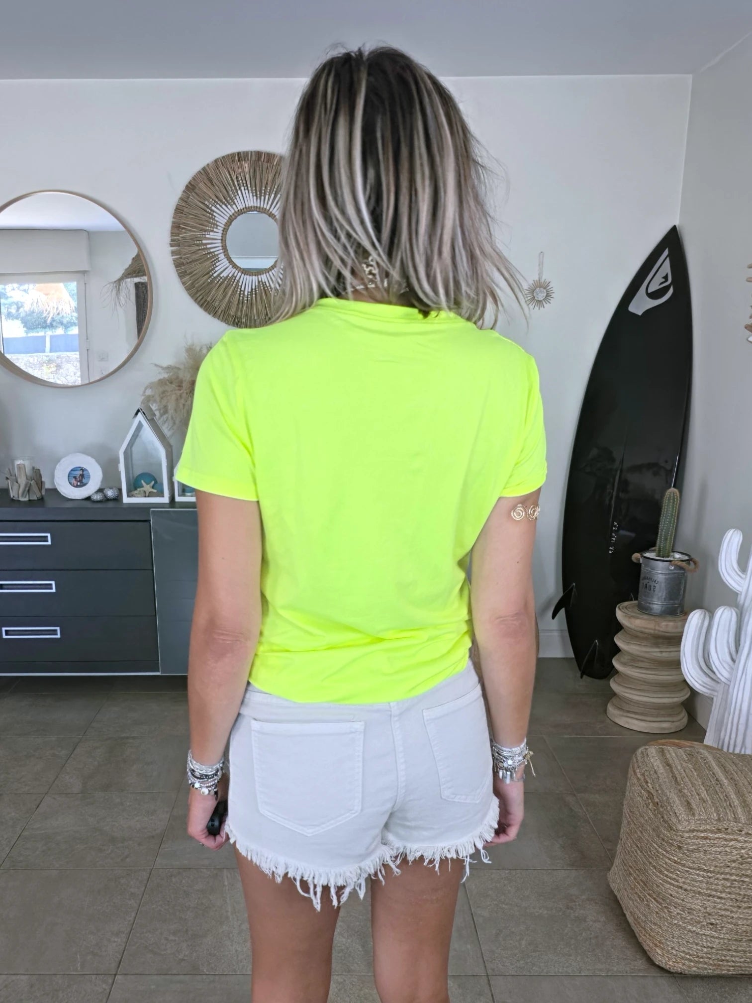 T-shirt jaune fluo avec élasthanne