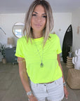 T-shirt jaune fluo avec élasthanne