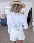 Veste blanche à imprimé japonais au dos