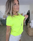 T-shirt jaune fluo avec élasthanne