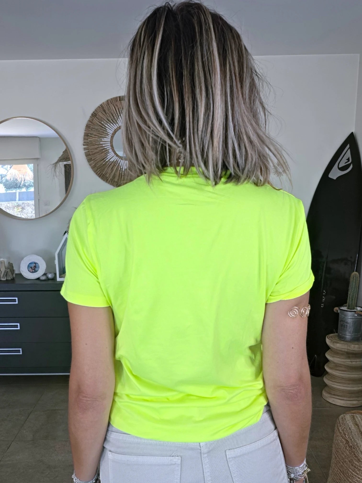T-shirt jaune fluo avec élasthanne