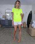 T-shirt jaune fluo avec élasthanne