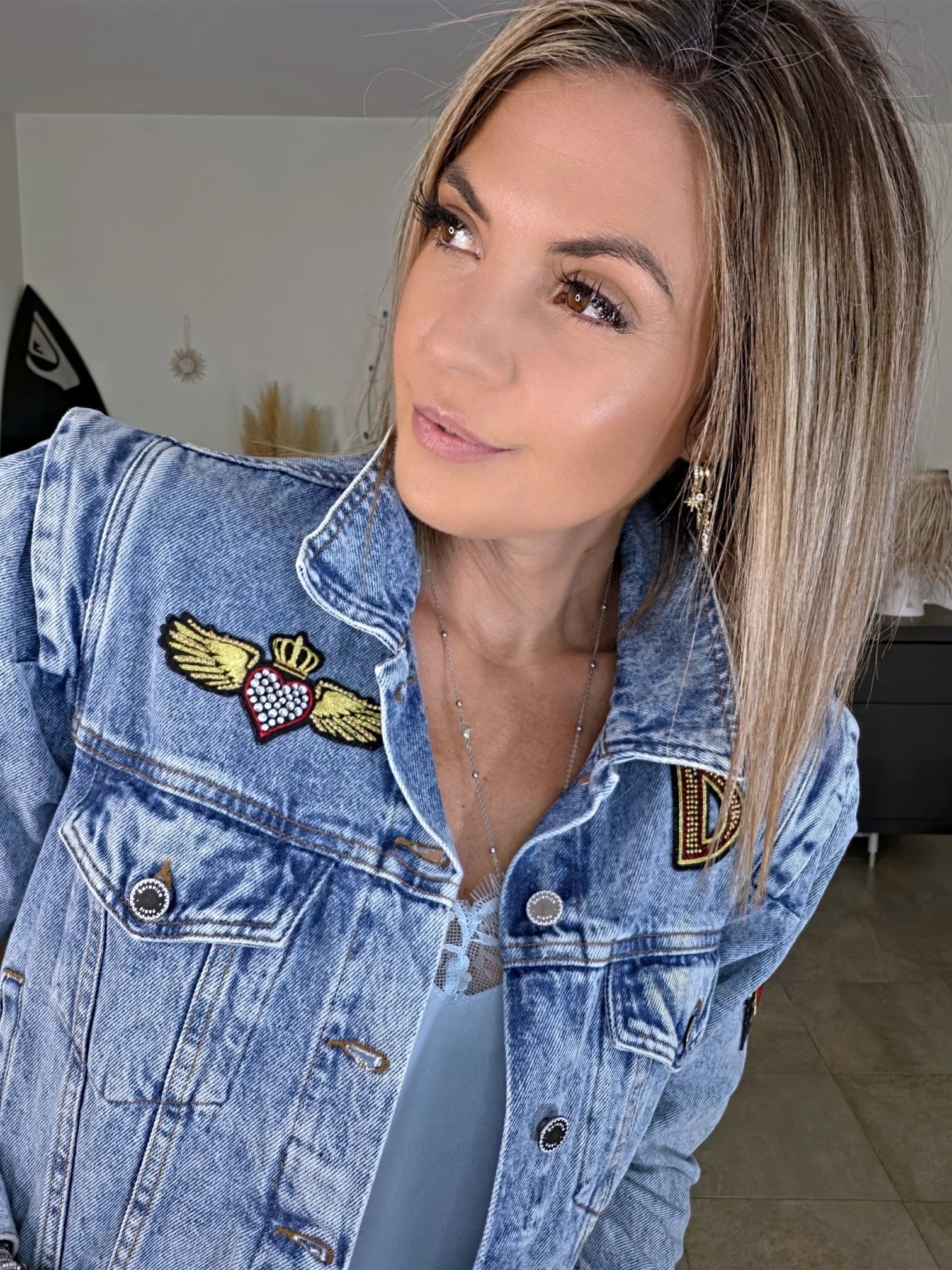 Veste en jean endlessy avec écussons