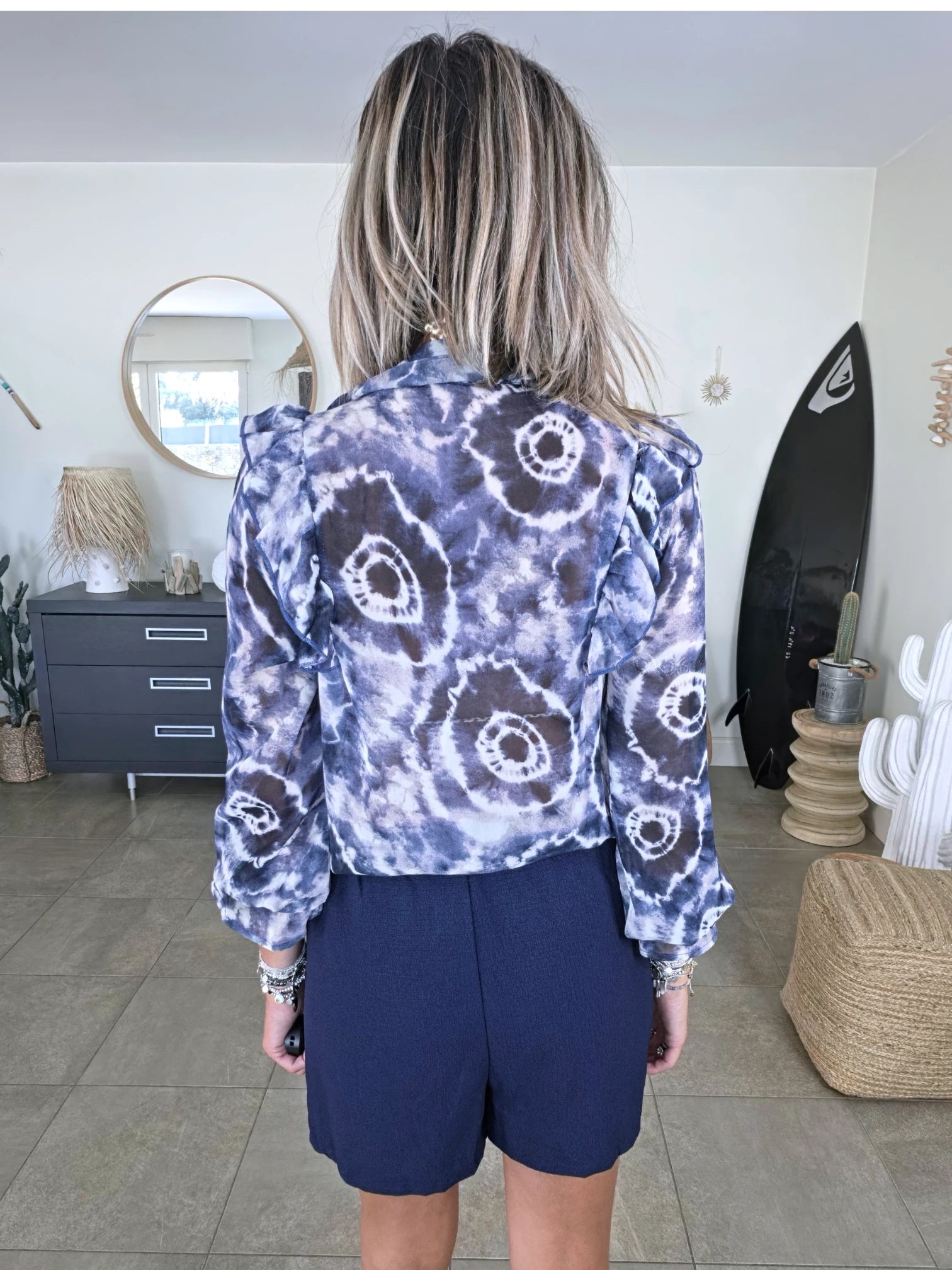 Chemise tie and dye bleu marine