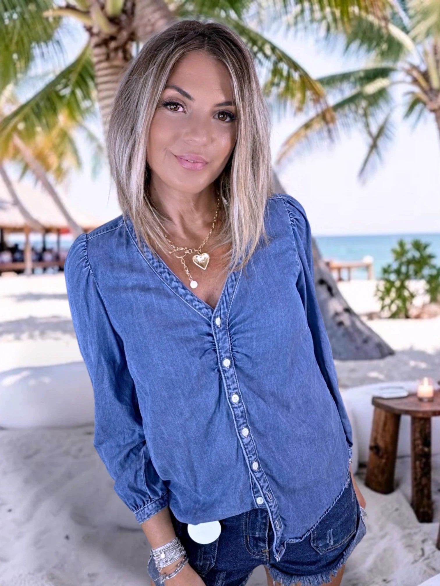 Chemise bleue en lyocell