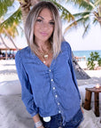 Chemise bleue en lyocell