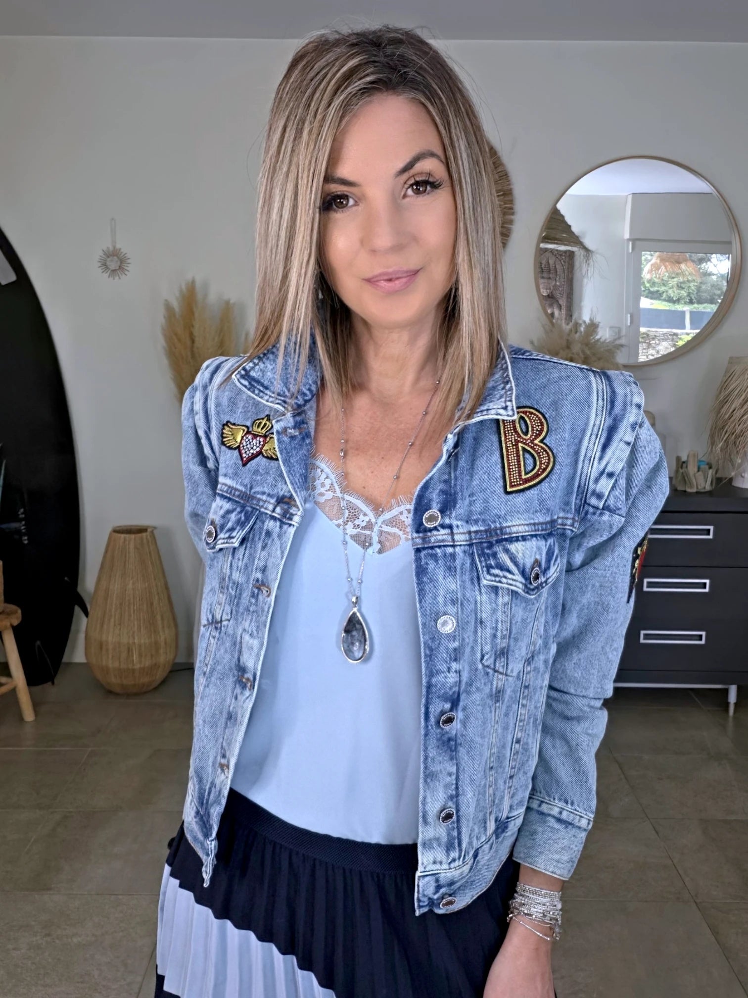 Veste en jean endlessy avec écussons