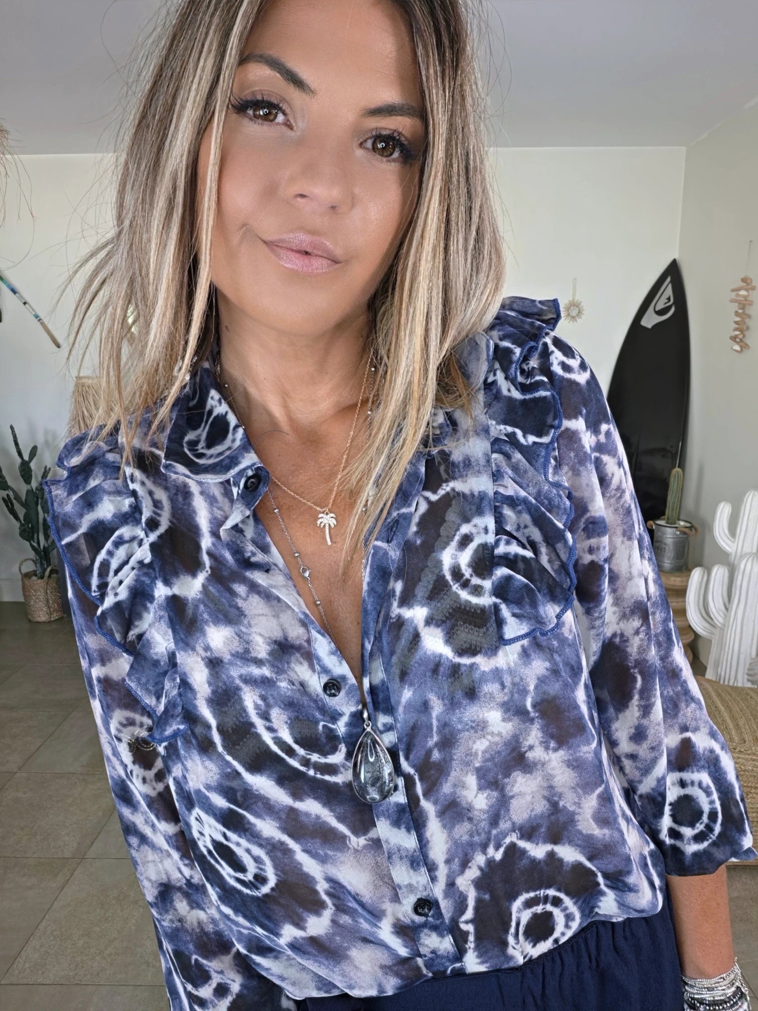 Chemise tie and dye bleu marine