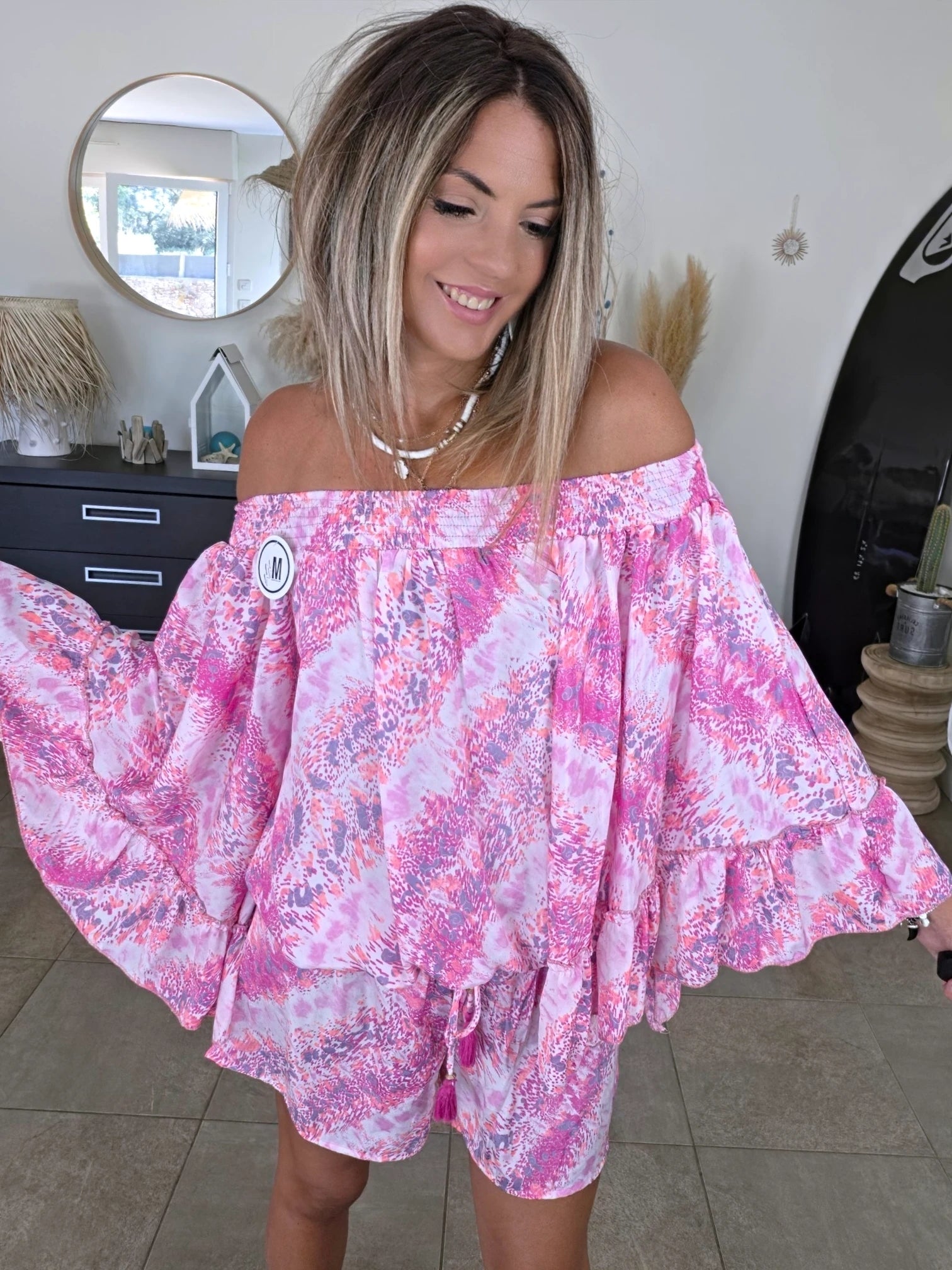 Ensemble rose fuchsia haut + short