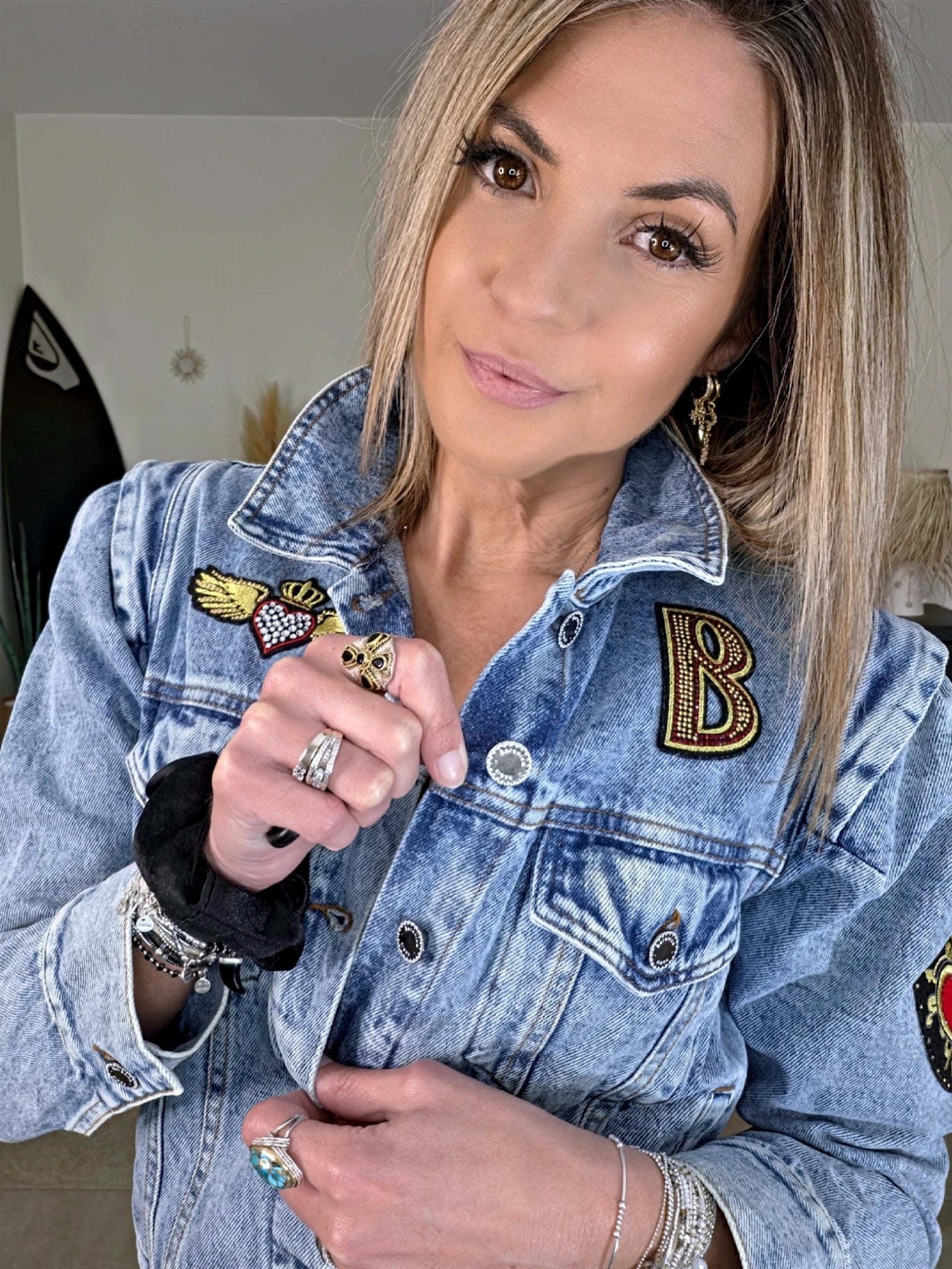 Veste en jean endlessy avec écussons