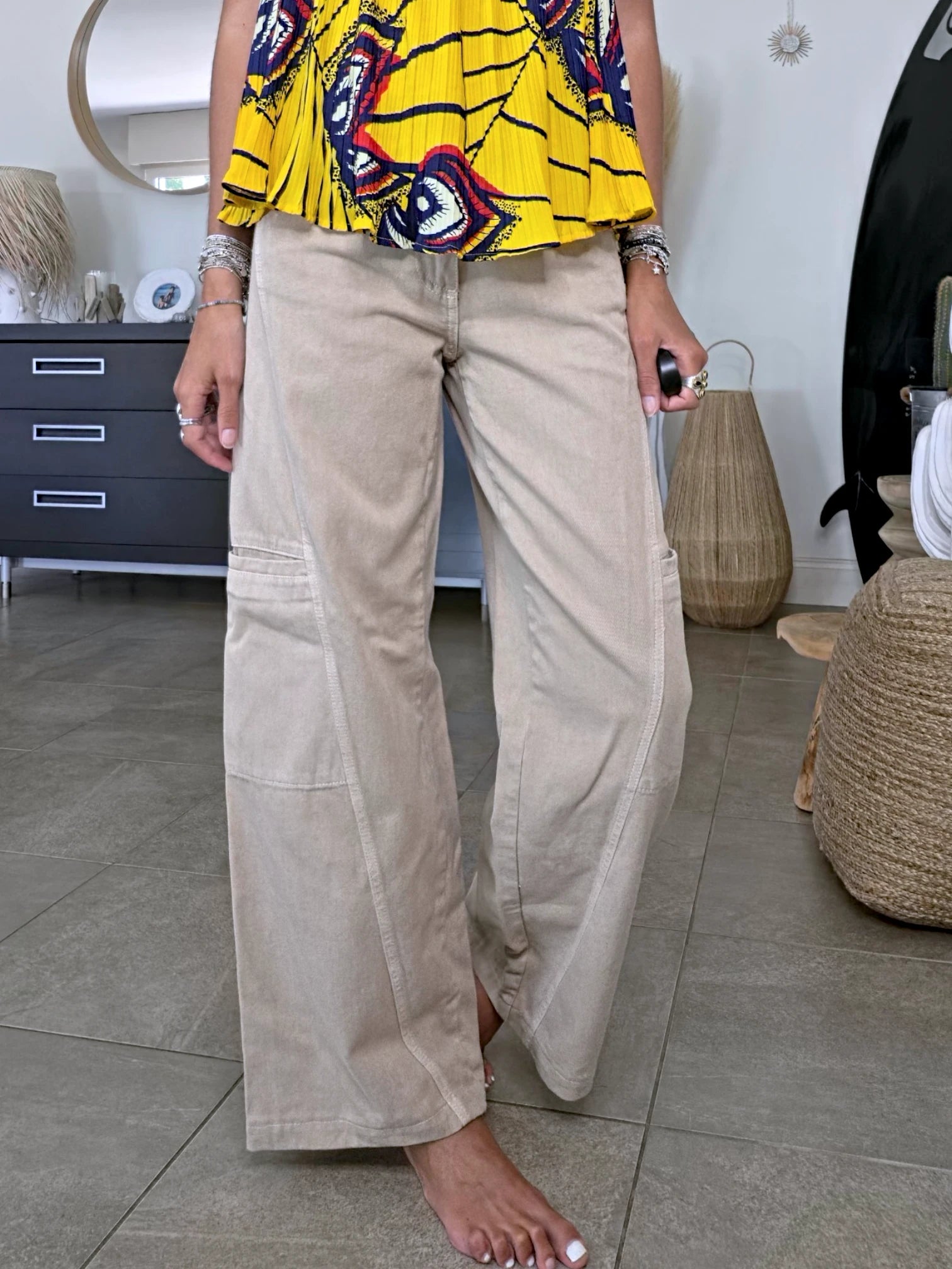 Pantalon cargo à jambe large