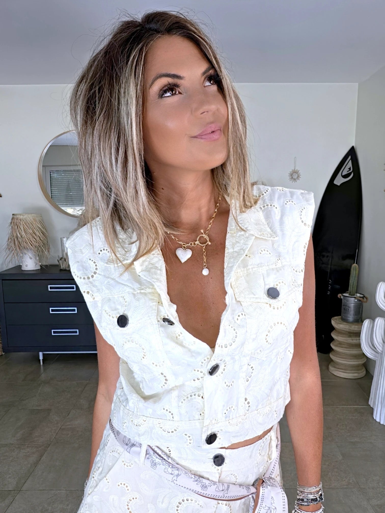 Collier breloque cœur en acier inoxydable