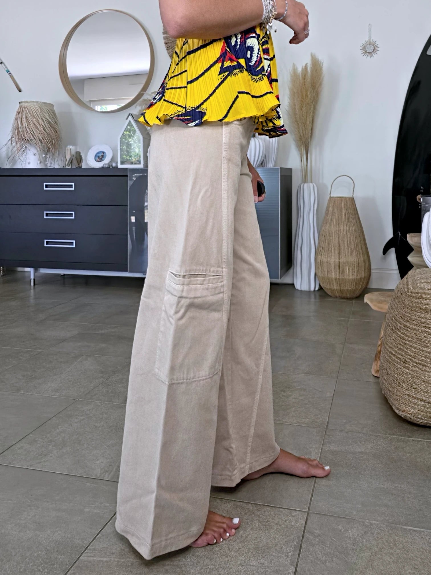 Pantalon cargo à jambe large