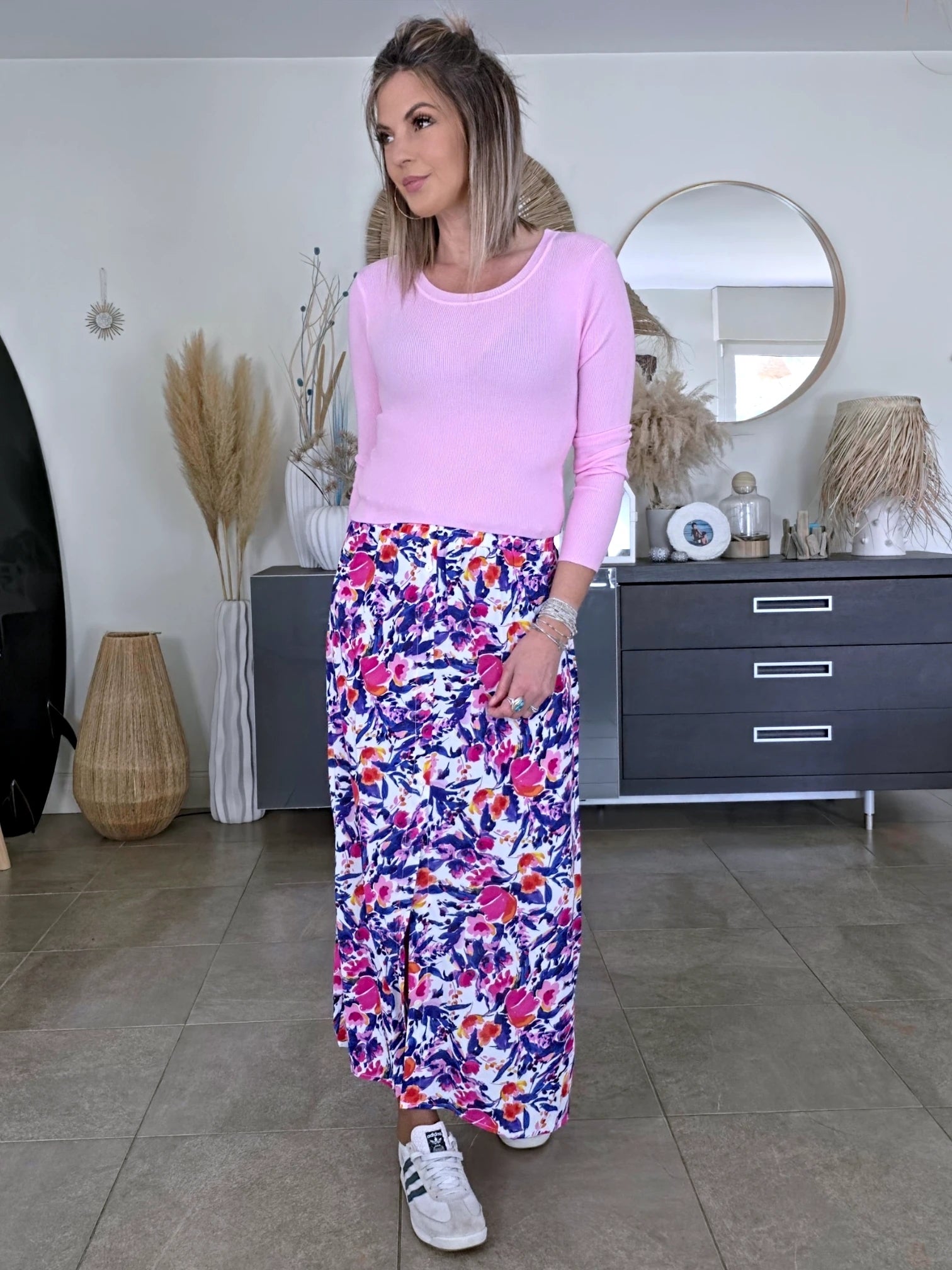 Pull rose à maille fine côtelée - 𝐌𝐚𝐫𝐢𝐧𝐚𝟒𝟒𝐟𝐚𝐦𝐢𝐥𝐲