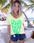 T-shirt jaune à inscription fluo